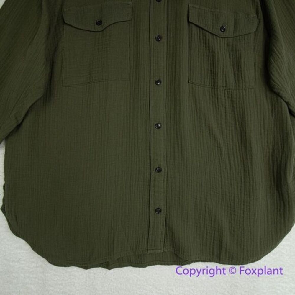 New! Madewell Lightspun Flap Pocket Oversized Ex-Boyfriend Shirt green, size 2X - Picture 7 of 16